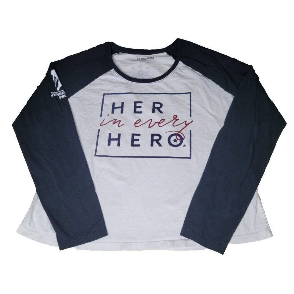 Harley Davidson‎ - Wounded Warrior Women's 1W 3/4 Sleeve Her in Every Hero Shirt
